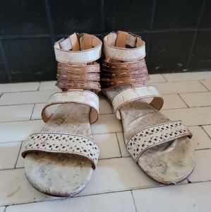 Bed Stu Size 10 White and Tan Gladiator Sandals